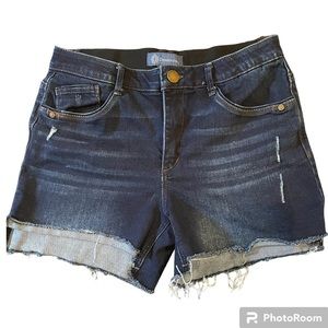 Democracy Dark Indigo Distressed Jean Shorts